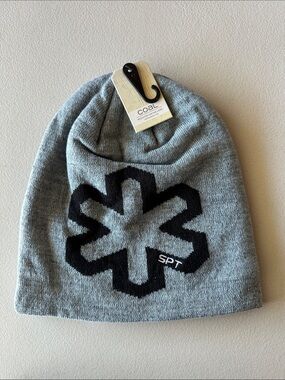 Mens Black Beanie with White Snowflake Logo